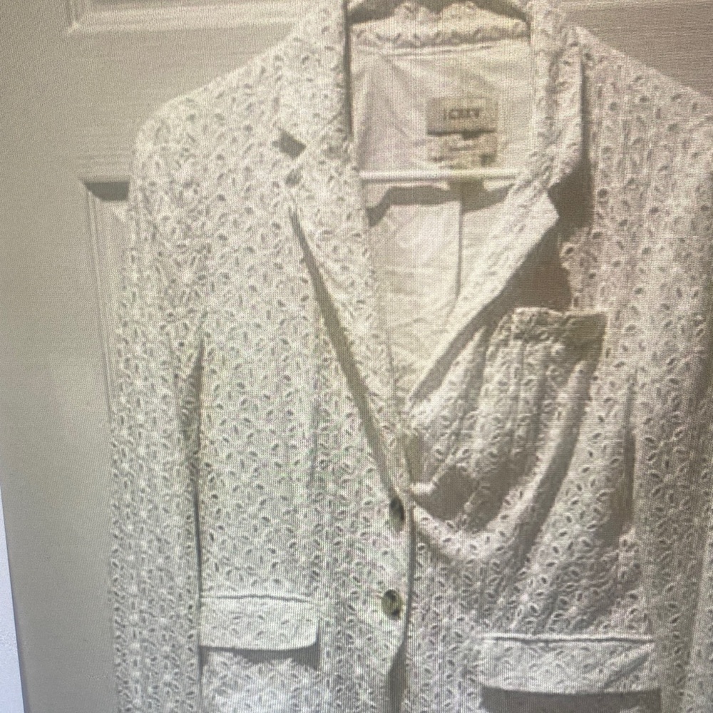 J.Crew lvory Lace Blazer with eyelet Schoolboy blazer with eyelet